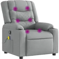 Syfax Sillón reclinable de masaje de tela gris claro