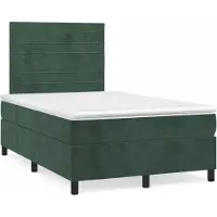 Syfax Cama box spring con colchón terciopelo verde oscuro 120x200 cm