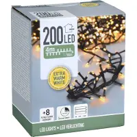Spetebo 1.10 Guirnalda de 200 luces LED en blanco cálido - 4 metros de largo / 2 cm de distancia entre las luces - Temporizador / Funciones / Para uso en exteriores