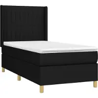 Syfax Cama box spring con colchón tela negro 90x200 cm