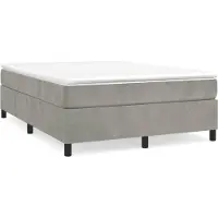 Syfax Cama box spring con colchón terciopelo gris claro 140x190 cm