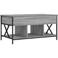 Syfax Mesa de centro madera ingeniería metal gris Sonoma 100x55x50 cm