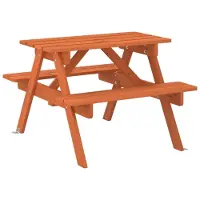 Syfax Mesa de picnic para 4 niños agujero para sombrilla madera abeto