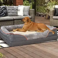 StarTech.com Cama ortopédica para perros, tamaño XXL - Colchón para perros - Espuma extra suave - Impermeable - Funda desmontable - Bordes de algodón - Gris oscuro