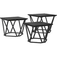 Syfax Mesa de Café 3 pcs Roble Negro Madera Ingenierizada y Acero