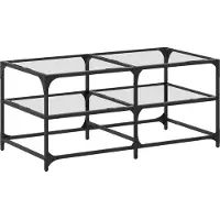 Syfax Mesa de centro superficie de vidrio acero 98,5x50x45 cm