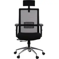 Stema Silla de oficina giratoria ergonómica RIVERTON M/H/AL, reposabrazos ajustables, reposacabezas, respaldo de malla, asiento deslizante (hacia adelante y hacia atrás), base de aluminio, negro