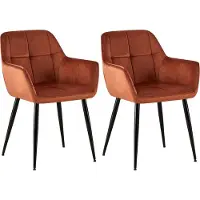 CLP Sillas de comedor Emia (juego de 2 unidades) - tapizadas en terciopelo, patas de metal negras - Color negro