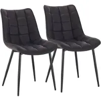 Merkloos Silla de comedor en cuero sintético (PU) – Gris oscuro – Con reposabrazos – Juego de 2 – Silla para el salón y la cocina – Silla tapizada y cómoda – Diseño moderno