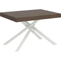 Ityhome - Mesa auxiliar para ropa de cama, 120/204 x 80 cm, patas de madera en color nogal, superficie blanca