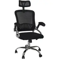 Merkloos Silla de oficina ergonómica – Fabricada en lino – Con reposacabezas – Color – Hasta 200 kg de capacidad – Con reposabrazos – Altura ajustable
