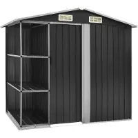 Syfax Cobertizo jardín y estantería hierro antracita 205x130x183 cm