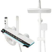 OEM Conjunto de grifo de ducha, con pantalla digital para la temperatura, funciones ajustables, y acabado en blanco (para agua caliente y fría)