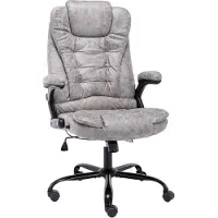 Syfax Silla de oficina de piel de ante sintética gris claro