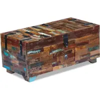 Syfax Mesa de centro baúl de madera maciza reciclada 80x40x35 cm