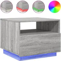 Syfax Mesa de centro con luces LED gris Sonoma 50x49x40 cm