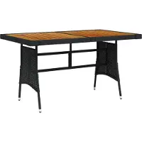 Syfax Mesa de jardín ratán PE y acacia maciza negro 130x70x72 cm