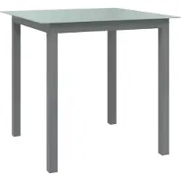 Syfax Mesa de jardín de aluminio y vidrio gris claro 80x80x74 cm