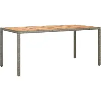 Syfax Mesa de jardín madera acacia ratán sintético gris 190x90x75 cm