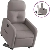 Syfax Sillón reclinable elevable tela gris taupe
