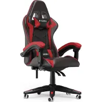 Bigzzia Silla de juego ergonómica: con soporte lumbar y reposacabezas, ajustable en altura, color y rojo