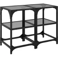 Syfax Mesas de centro 2 uds acero y tapa de vidrio negro 30x30x45 cm