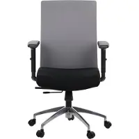 Stema Silla de oficina giratoria ergonómica RIVERTON F/L/AL, reposabrazos ajustables, base de aluminio, asiento deslizante (hacia adelante y hacia atrás), gris