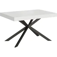 Ityhome - Mesa auxiliar extensible, 130/390 x 90 cm, modelo Plaker, madera de fresno en blanco, patas grises antracita