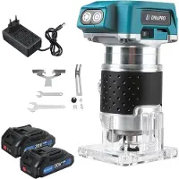 StarTech.com Fresa eléctrica inalámbrica de 18V, con 2 baterías, 6 velocidades, mandril de 6,35 mm, motor sin escobillas de 440W y 30000 RPM