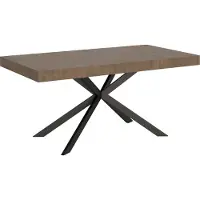 Ityhome - Mesa de comedor extensible, 180/284 x 90 cm, tablero Plaker en color nogal, patas en color antracita
