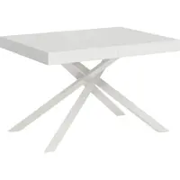 Ityhome - Mesa auxiliar extensible, 130/390 x 90 cm, modelo Karida, madera de fresno, color blanco, patas blancas