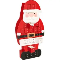 Ed Brubaker Calendario de Adviento de para rellenar, año 2026: Papá Noel con 24 compartimentos para vales y dulces. Calendario navideño de 46 cm de alto, hecho de cartón, color rojo
