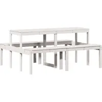 Syfax Mesa de pícnic madera maciza de pino blanco 160x134x75 cm