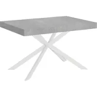 Ityhome - Mesa auxiliar extensible, 130/390 x 90 cm, modelo Plaker, patas de cemento, color blanco
