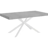 Ityhome - Mesa auxiliar extensible, 180/440 x 90 cm, modelo Plaker, patas de cemento, color blanco