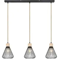 Rabalux 3149, lámpara colgante con 3 focos tipo "Mariposa", casquillo E27, madera, color , forma redonda, estilo industrial, diámetro 180 mm