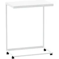 Syfax Mesa auxiliar con ruedas de contrachapado blanco 55x35x70 cm