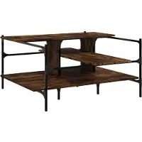 Syfax Mesa de centro madera ingeniería roble ahumado 100x100x48,5 cm