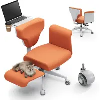NEWTRAL Silla de oficina FREEDOM-X-PRO, multiposición, con ruedas y reposabrazos, diseño con piernas cruzadas, color naranja
