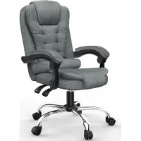 Bigzzia Silla de oficina ergonómica - Silla de escritorio con respaldo alto y altura ajustable - Silla de director - Silla reclinable para oficina, hogar - Gris
