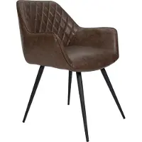 Merkloos Silla de comedor moderna Cose – Imitación de cuero color taupe – Patas de metal – Silla individual – Altura del asiento: 49 cm – 1 unidad