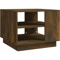 Syfax Mesa de centro madera de ingeniería roble ahumado 55x55x43 cm