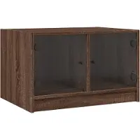 Syfax Mesa de centro con puertas de vidrio marrón roble 68x50x42 cm
