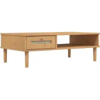 Syfax Mesa de centro SENJA aspecto ratán madera marrón 100x55x33 cm