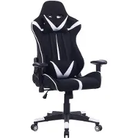 Merkloos Silla de juego – Blanco/ – Ergonómica – Regulable – Con respaldo y reposabrazos – Tapizada en tela