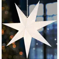 Ed Brubaker : Adorno navideño en forma de estrella para colgar, con portalámparas E14. Juego de 60 cm, estrella de papel, con cable de 3,5 metros, color blanco