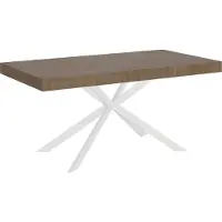 Ityhome - Mesa auxiliar extensible, 180/440 x 90 cm, con patas de nogal y tablero blanco