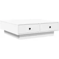 Syfax Mesa de centro madera contrachapada blanco 90x90x28 cm