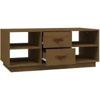 Syfax Mesa de centro madera maciza de pino marrón miel 100x50x41 cm