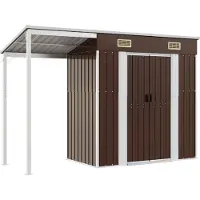 Syfax Cobertizo jardín tejado alargado acero marrón 277x107x181 cm